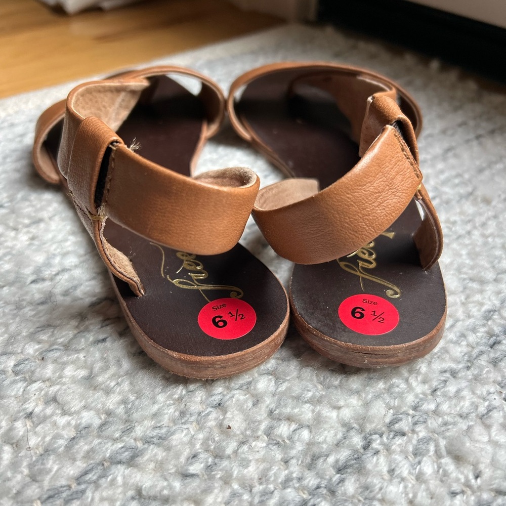 Free People Cognac Strappy Women’s Sandals - Picture 2 of 11